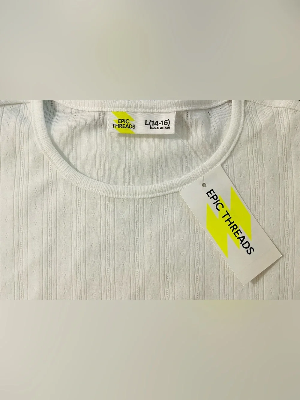 Epic Threads White Ruffle Sleeve Knit Tee